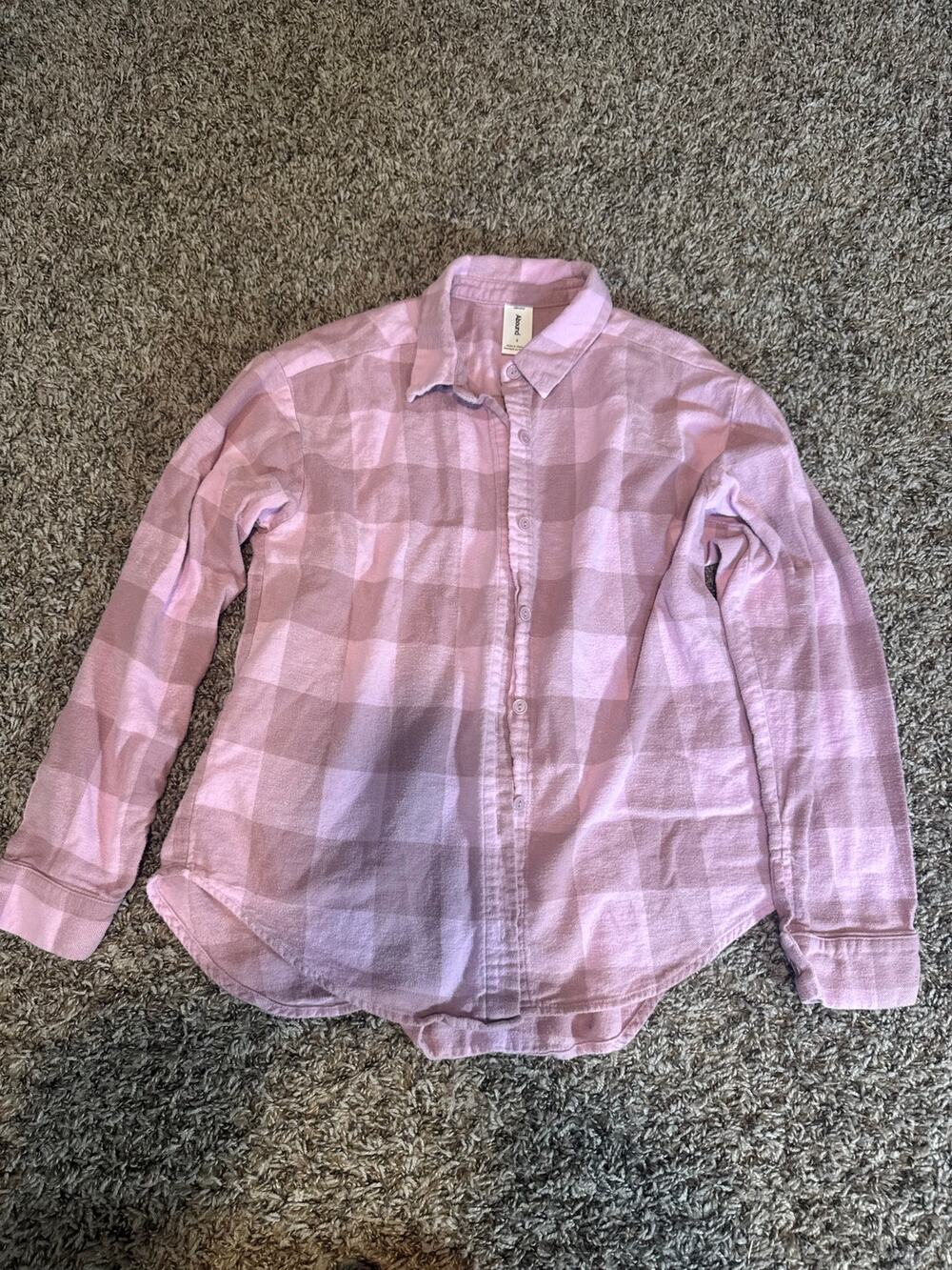 Abound Pink Plaid Flannel Button Down Shirt Women's Size Small Long Sleeve